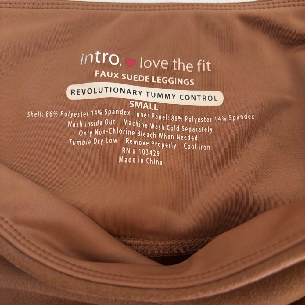 Intro Love the Fit Women's Leggings Small NWT Faux Suede Seamless Brown - Picture 5 of 5